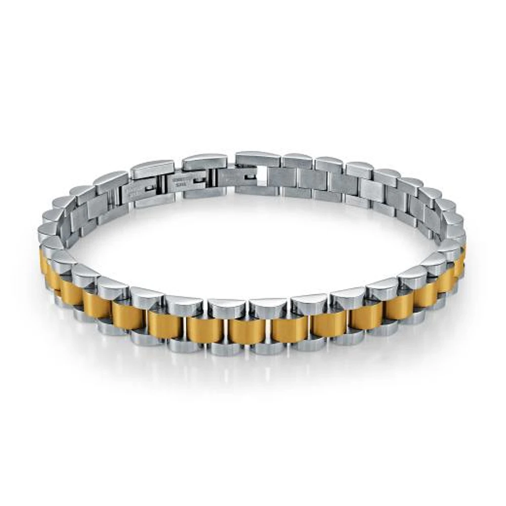 Stainless Steel 7.5+0.5" Gold-plated Rolex-Design Bracelet