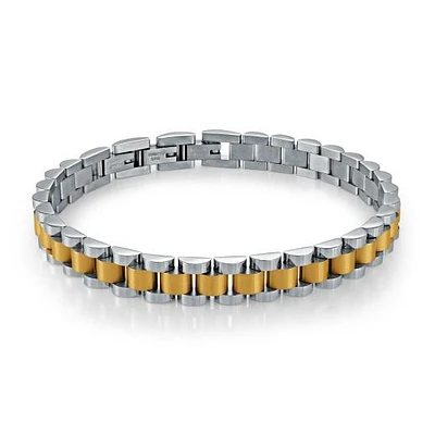 Stainless Steel 7.5+0.5" Gold-plated Rolex-Design Bracelet