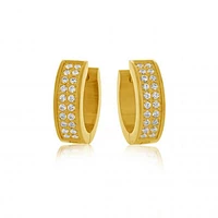 Stainless Steel Cubic Zirconia Pave Gold-plated Huggies