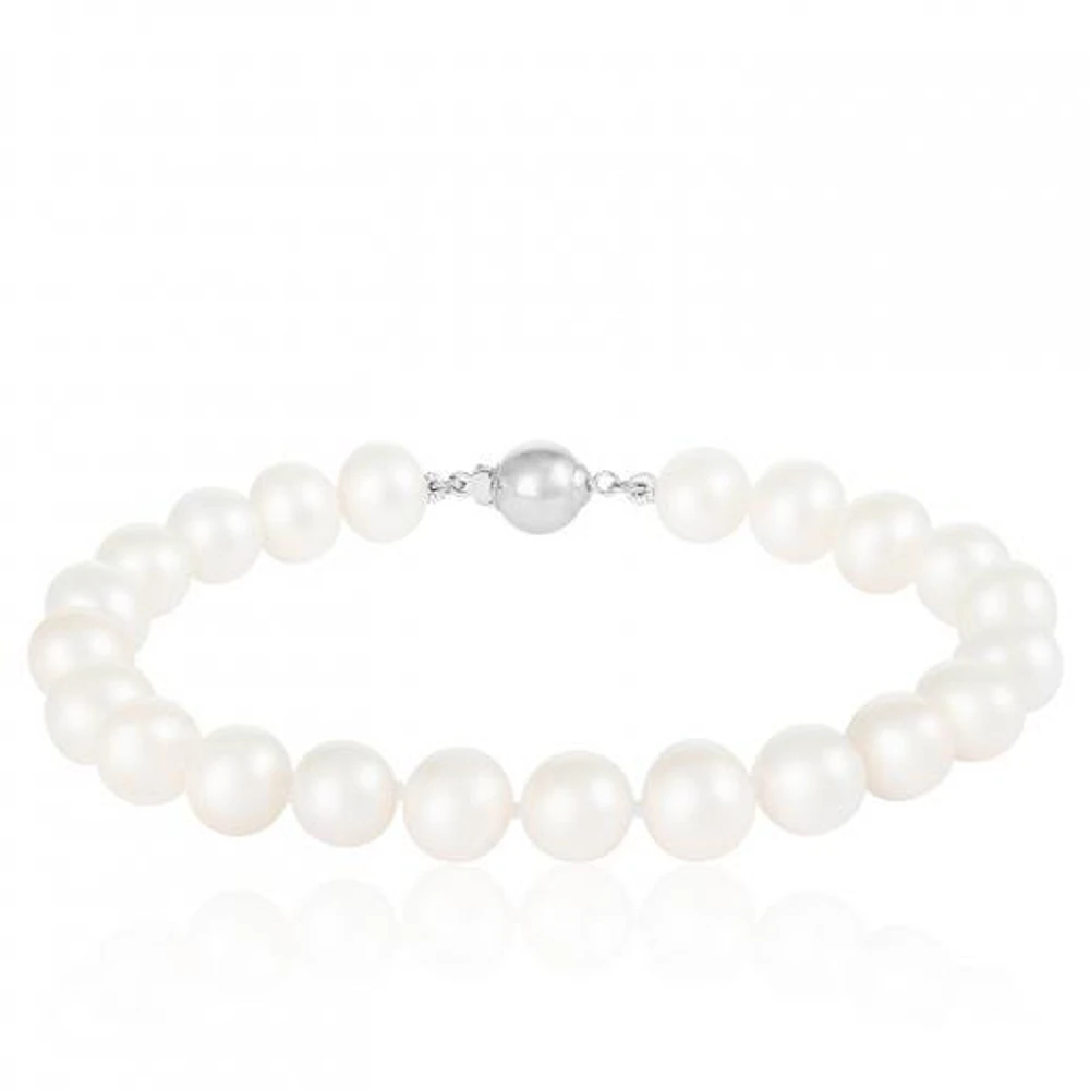 Sterling Silver White Freshwater Pearl 8" Bracelet