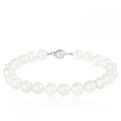 Sterling Silver White Freshwater Pearl 8" Bracelet
