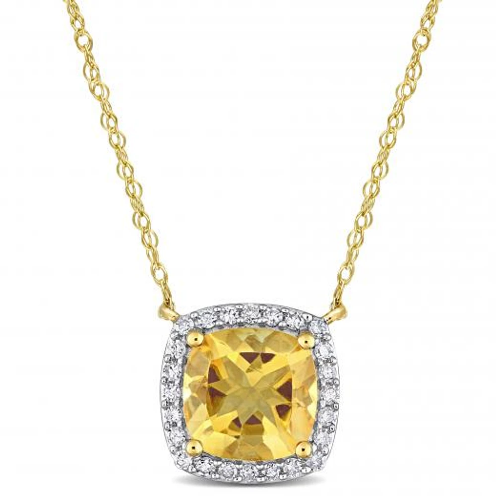 Julianna B 10K Yellow Gold Citrine & Diamond Necklace