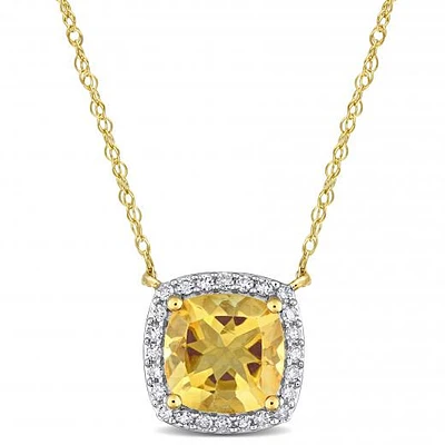 Julianna B 10K Yellow Gold Citrine & Diamond Necklace