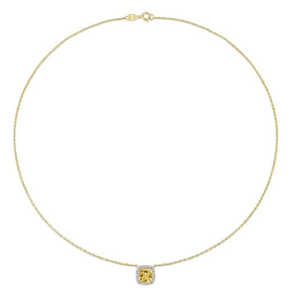 Julianna B 10K Yellow Gold Citrine & Diamond Necklace