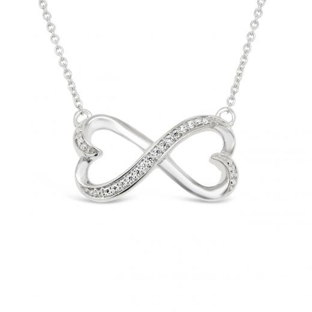 Sterling Silver Diamond Infinity Heart Necklace