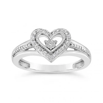 Sterling Silver Diamond Heart Promise Ring