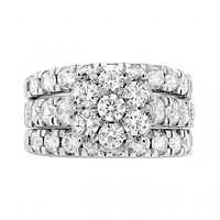 10K White Gold Diamond Bridal Three Piece Set 3.00CTW I2/HIJ