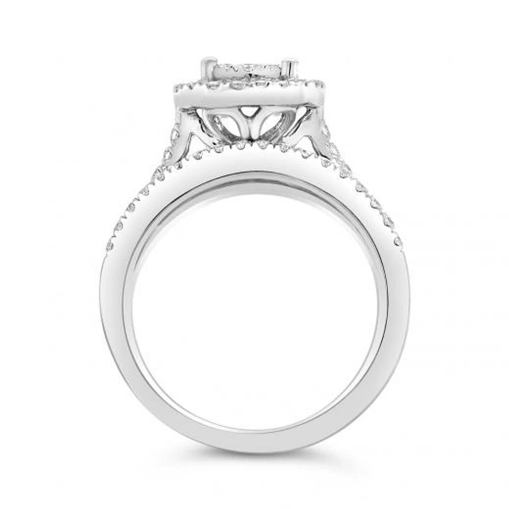 10K White Gold Diamond Three Piece Bridal Set 1.00CTW I2/HIJ