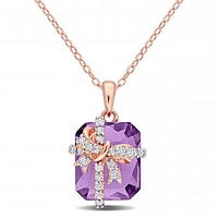 Julianna B Rose Plated Sterling Silver Amethyst and White Topaz Pendant