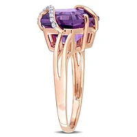 Julianna B Rose Plated Sterling Silver Amethyst and Diamond Ring