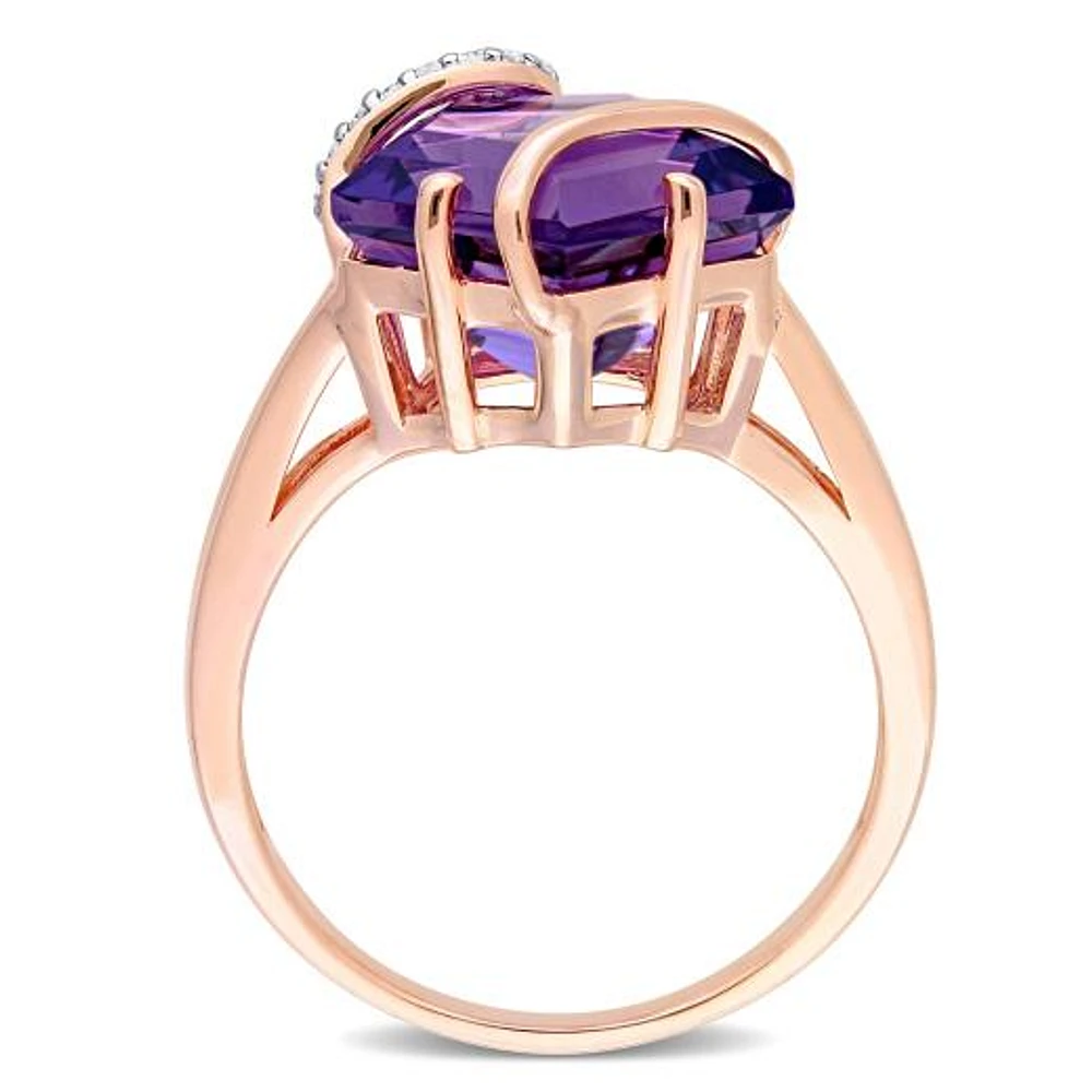 Julianna B Rose Plated Sterling Silver Amethyst and Diamond Ring