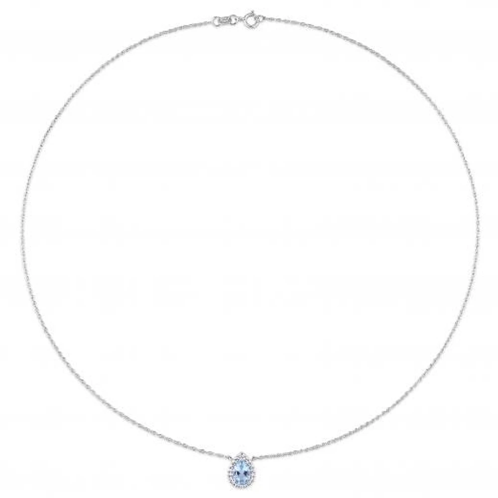 Julianna B 10K White Gold Sky Blue Topaz and White Topaz Necklace