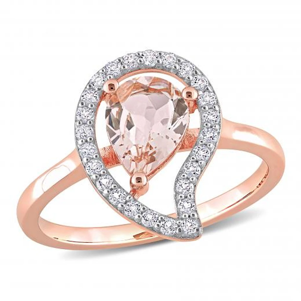 Julianna B Rose Plated Sterling Silver Morganite and White Topaz Ring