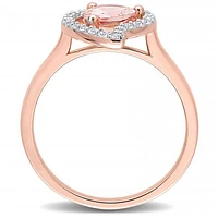 Julianna B Rose Plated Sterling Silver Morganite and White Topaz Ring