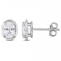 Julianna B Sterling Silver Created White Sapphire Stud Earrings