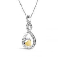 Sterling Silver 10K Yellow Gold Diamond Heart Infinity Pendant