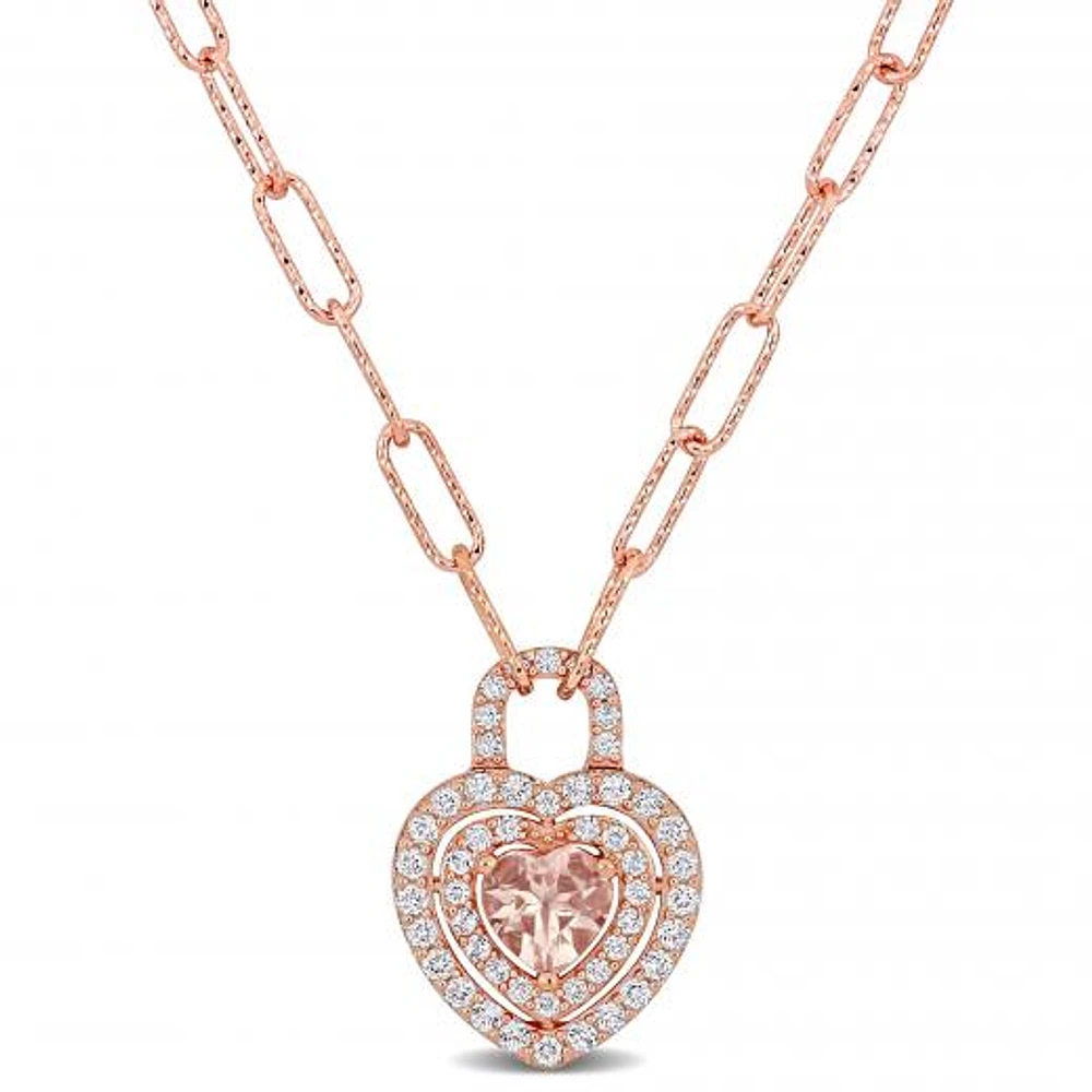 Julianna B Sterling Silver 18K Rose Gold Plated Morganite & White Topaz Necklace