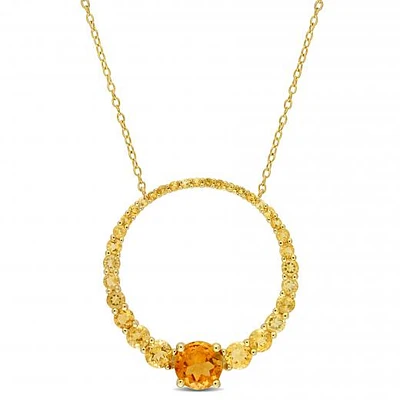 Julianna B Sterling Silver 18K Gold Plated Citrine 18" Circle Pendant