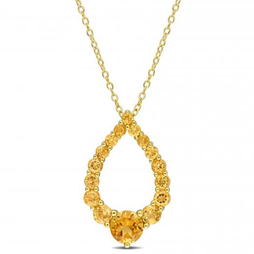 Julianna B Sterling Silver 18K Gold Plated Citrine 18" Teardrop Pendant
