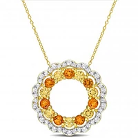 Julianna B Sterling Silver 18K Gold Plated Citrine Floral 18" Halo Pendant