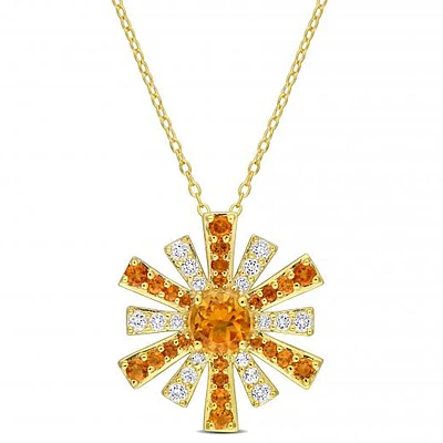 Julianna B Sterling Silver 18K Gold Plated Citrine and White Topaz Pendant