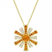 Julianna B Sterling Silver 18K Gold Plated Citrine and White Topaz Pendant