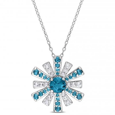 Julianna B Sterling Silver Topaz 18" Starburst Pendant