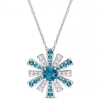 Julianna B Sterling Silver Topaz 18" Starburst Pendant