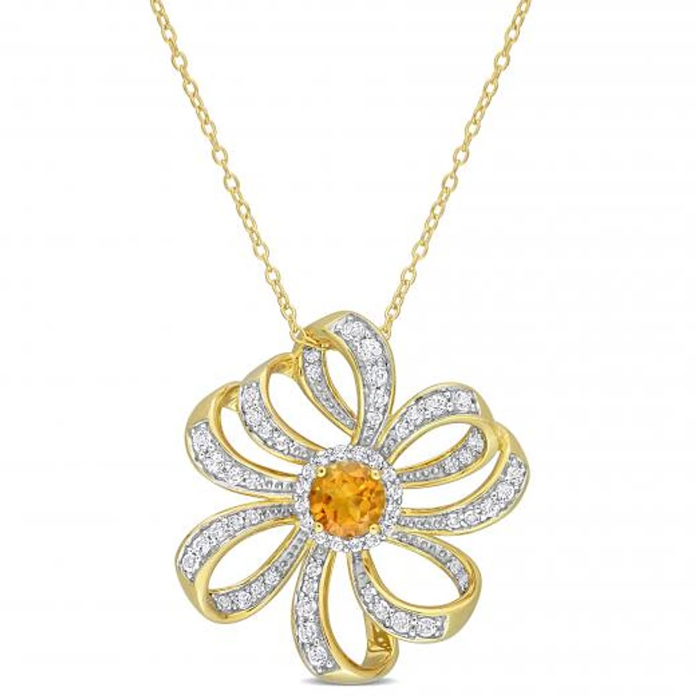 Julianna B Sterling Silver 18K Yellow Gold Plated Citrine & White Topaz Necklace