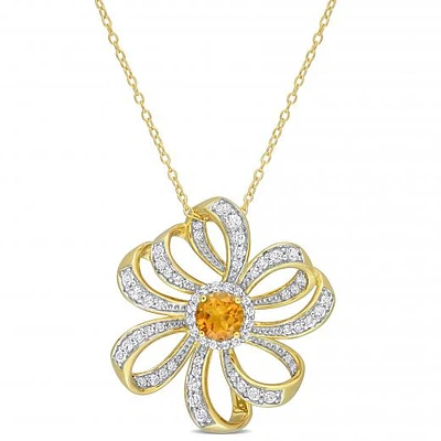 Julianna B Sterling Silver 18K Yellow Gold Plated Citrine & White Topaz Necklace