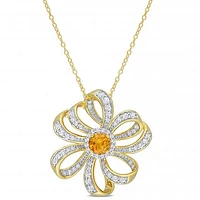 Julianna B Sterling Silver 18K Yellow Gold Plated Citrine & White Topaz Necklace