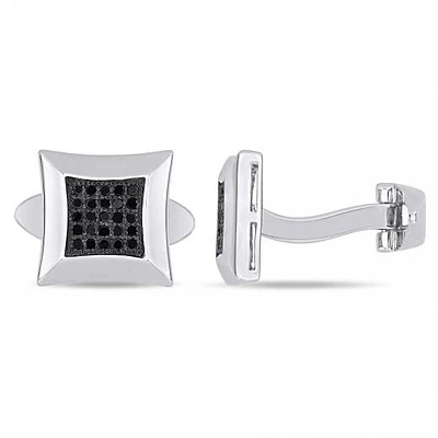 Julianna B Sterling Silver Black Diamond Pave Cufflinks