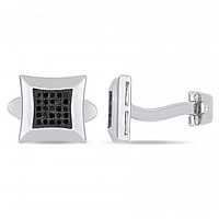 Julianna B Sterling Silver Black Diamond Pave Cufflinks