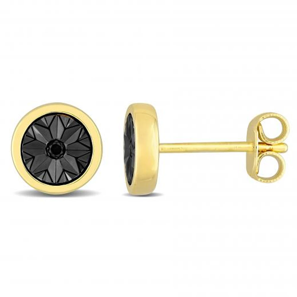 Julianna B Yellow Plated Sterling Silver Black Diamond Stud Earrings