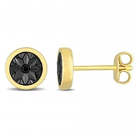 Julianna B Yellow Plated Sterling Silver Black Diamond Stud Earrings