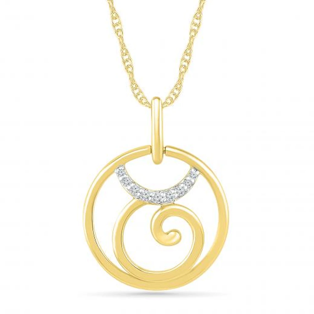 10K Yellow Gold Taurus Diamond Pendant