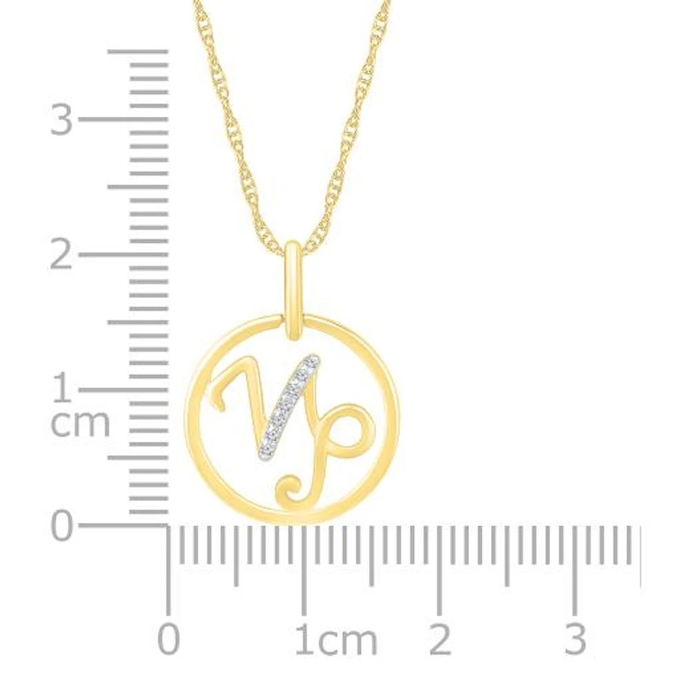10K Yellow Gold Capricorn Diamond Pendant