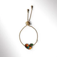 KORITE RADIANT Sterling Silver 18K Gold Plated Ammolite, Garnet Bracelet