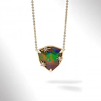 KORITE STARLIGHT Sterling Silver 18K Gold Plated Ammolite & White Topaz Necklace