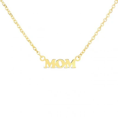 10K Yellow Gold 18" Mom Necklace