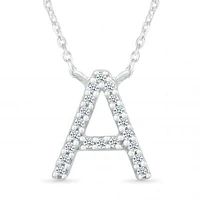 Sterling Silver & Diamond "A" Initial Necklace