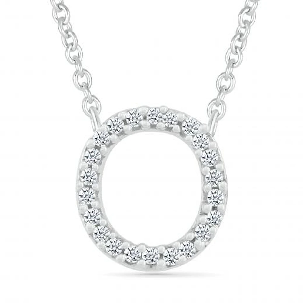 Sterling Silver & Diamond "O" Initial Necklace