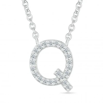 Sterling Silver & Diamond "Q" Initial Necklace