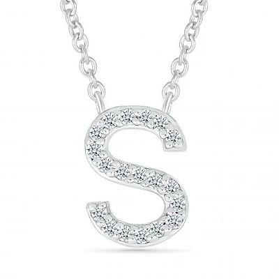 Sterling Silver & Diamond "S" Initial Necklace