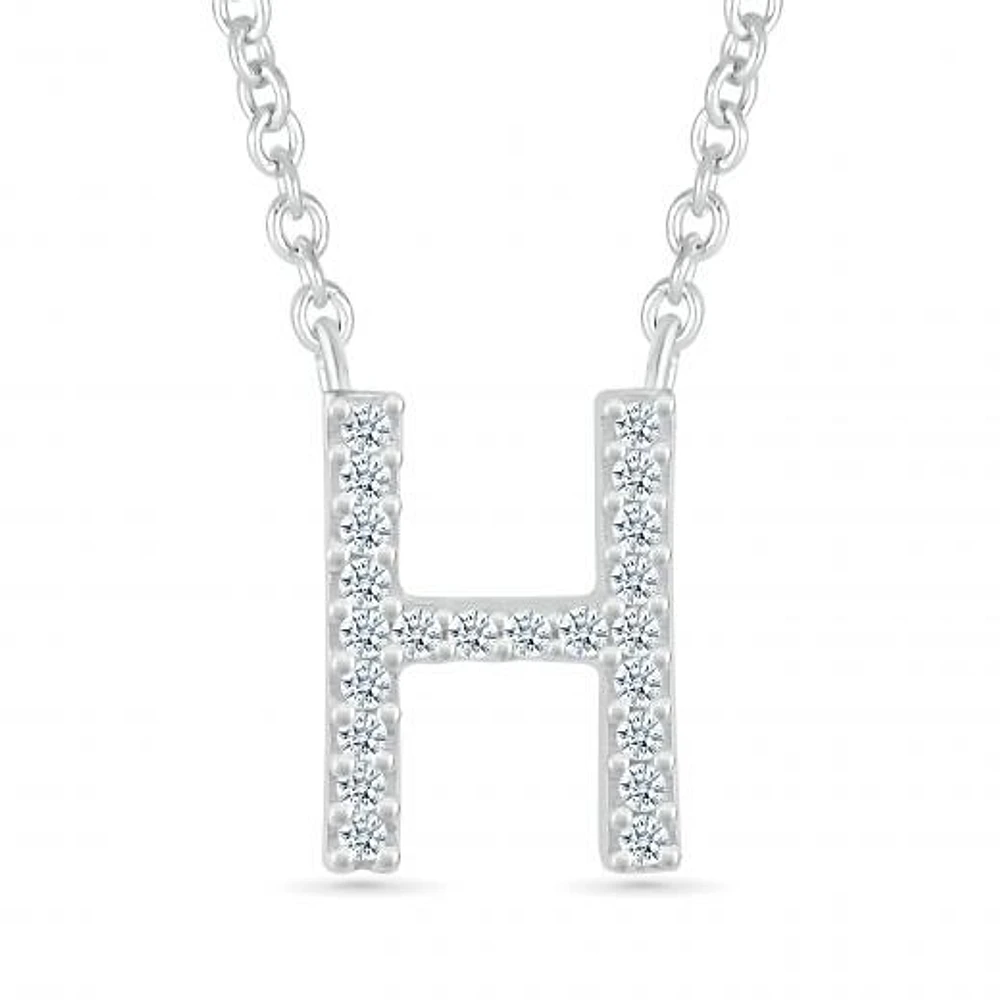 Sterling Silver & Diamond "H" Initial Necklace