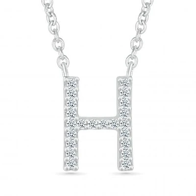 Sterling Silver & Diamond "H" Initial Necklace