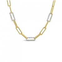 Sterling Silver 10K Yellow Gold Plated 0.20CTW Diamond Paperclip Chain
