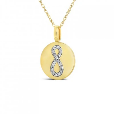 10K Yellow Gold Diamond Infinity Disc Pendant
