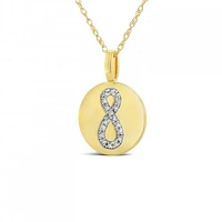 10K Yellow Gold Diamond Infinity Disc Pendant