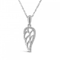 Sterling Silver Diamond Wing Pendant